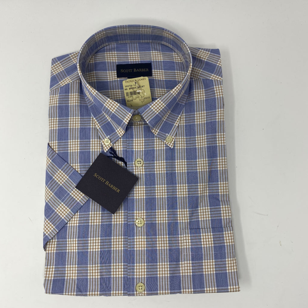 scott barber check short sleeve shirt (new)