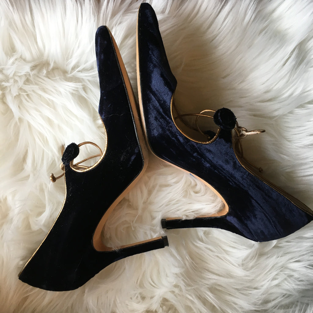 rupert sanderson blue velvet mary jane shoes styling fabulous